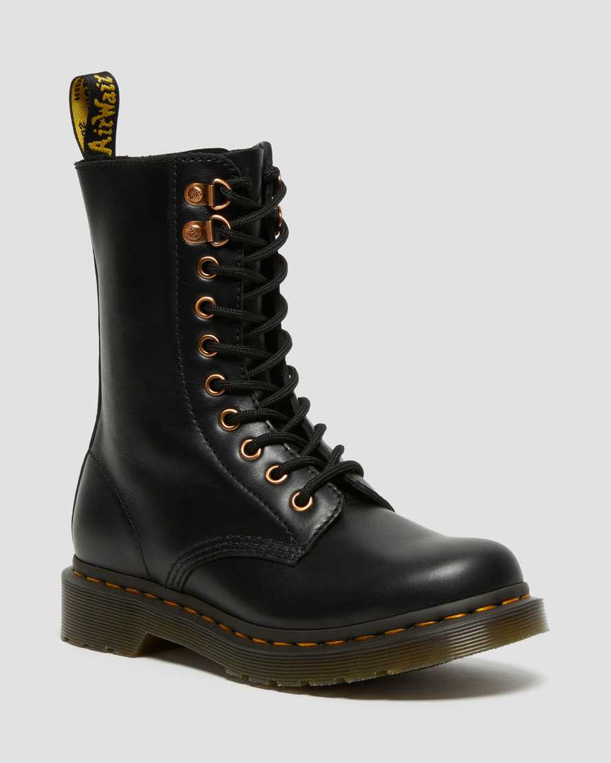 Dr. Martens 1490 Rose Gold Hardware Deri Kadın Originals Botlar - Bot Siyah |NLCPU0793|